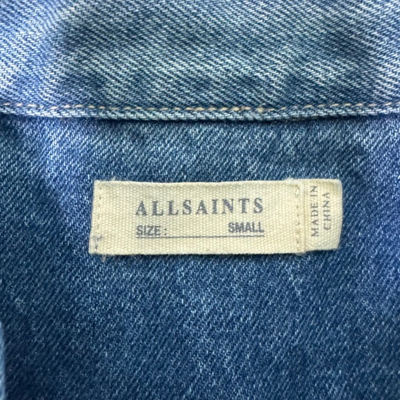 ALLSAINTS Distressed Denim Jacket Men's Size Small Blue Jean Jacket - Picture 5 of 6